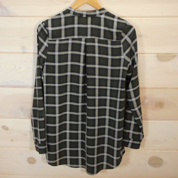 Peyton Jensen Size S Oversized Plaid Tunic Shirt Hi-Low Long Sleeve V-neck - Picture 3 of 6